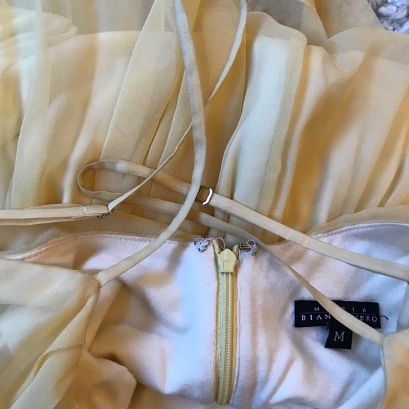 VINTAGE 90s Butter yellow chiffon dress w thin straps - Picture 7 of 7